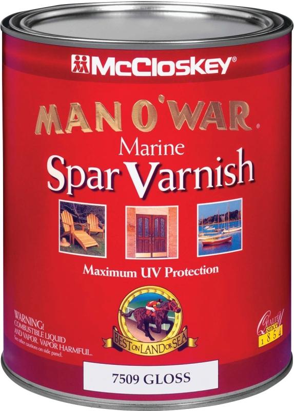 McCloskey Man O' War 7509 Marine Spar Varnish, Clear, Gloss, 1 qt Can