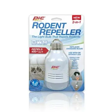 Pic LED-RR LED Light Bulb and Sonic Rodent Repellent, 400 sq-ft Coverage Area, Metal/Plastic