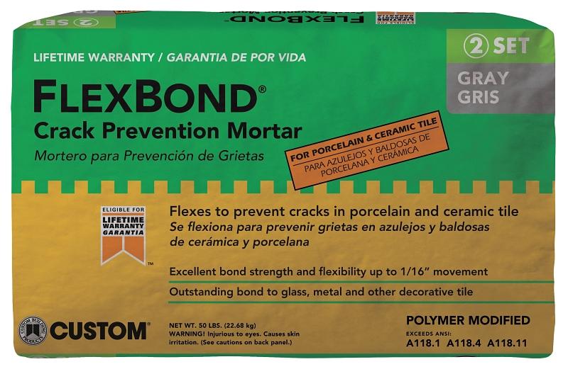 CUSTOM FB50 ThinSet Mortar, Gray, Powder, 50 lb Bag Plastic Express Inc.