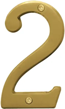 HY-KO Prestige BR-43BB/2 House Number, Character: 2, 4 in H Character, Brass Character, Brass