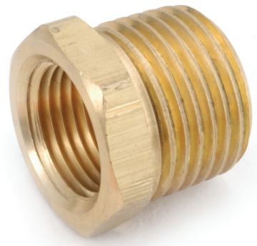 Anderson Metals 756110-0402 Hexagonal Bushing, 1/4-18 x 1/8-27 in, MNPT x FNPT, 1000 psi Pressure