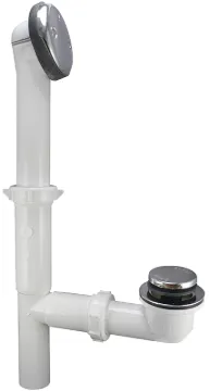 Keeney 63W Bath Drain Assembly, Plastic, White, Chrome