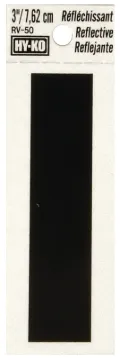HY-KO RV-50/I Reflective Letter, Character: I, 3 in H Character, Black Character, Silver Background,