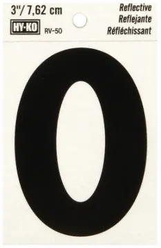 HY-KO RV-50/O Reflective Letter, Character: O, 3 in H Character, Black Character, Silver Background,
