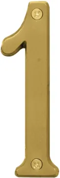 HY-KO Prestige BR-43BB/1 House Number, Character: 1, 4 in H Character, Brass Character, Brass