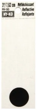 HY-KO RV-50/. Reflective Sign, Character: ., 3 in H Character, Black Character, Silver Background, V