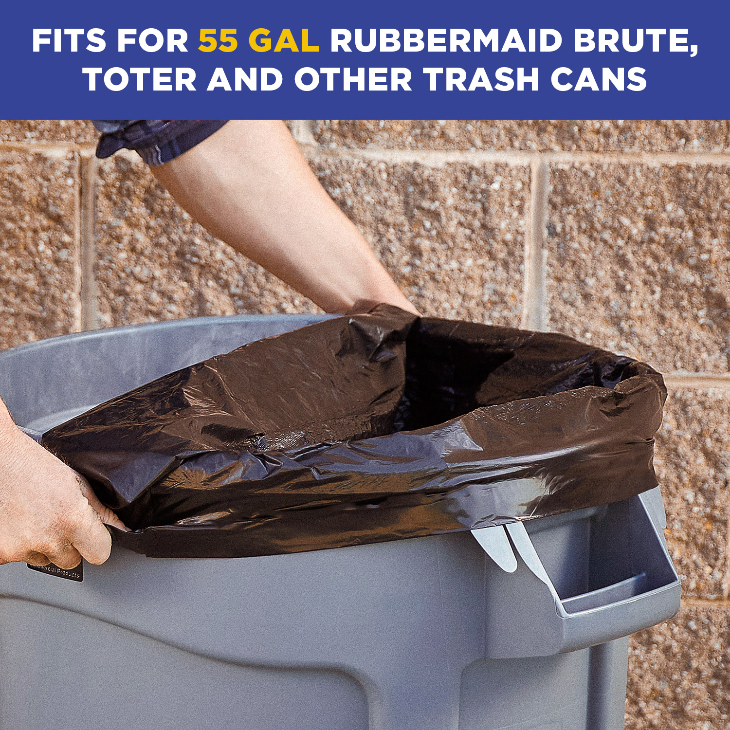 (100 Pack) 55 Gallon Trash Bags, 3 Mil, 36