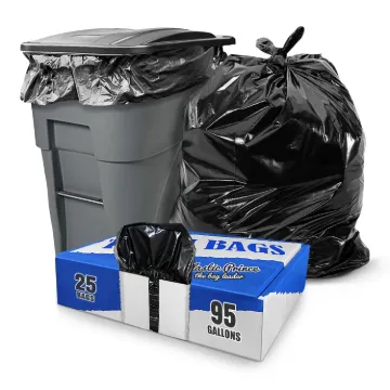 61" x 68" 95 Gallon 2 Mil Black Trash Bags (25 Pack)
