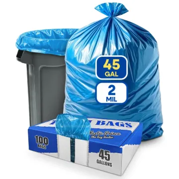 23" x 17" x 46" 45 Gallon 2Mil Blue Contractor Bags, 100/Case