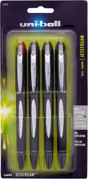 Uniball Jetstream Stick Pen 4 Pack, 1.0mm Medium Assorted Pens, Ballpoint Pens, Ballpoint Ink Pens