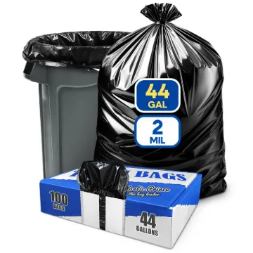38'' x 46'' 2Mil 44 Gallon Black Trash Bags, 100/Case