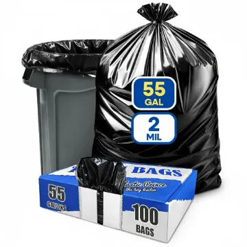 37'' x 50'' 55  Gallon 2 Mil Black Trash  Bags, 10 Rolls of 10 Bags Total of 100/Case