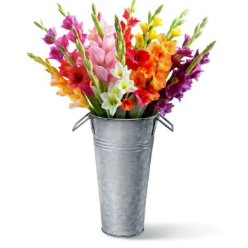 9inGalvanizedMetalFlowerVasewithHandelsImage1