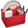 RedGalvanizedMetalUtensilCaddywithWoodenHandleImage1