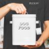5lbSquareWhiteMetalPetFoodStorageContainerwithHandlesandScoopImage6