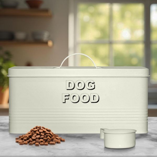 10lbRectangularBeigeMetalPetFoodStorageContainerwithScoopImage1