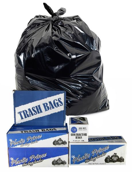 23" x 20" x 53" 65 Gallon 2Mil Black Trash Bags, 100/Roll