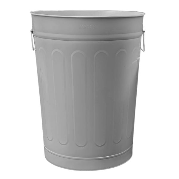 13-Gallon Gray Galvanized Steel Round Trash Can