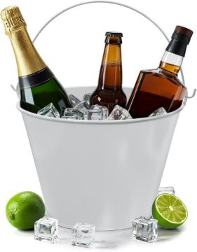 1.3 Gallon Gray Metal Ice Bucket