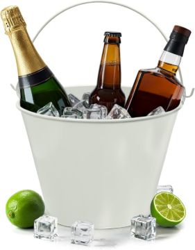 1.3 Gallon Off-White Metal Ice Bucket