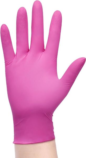Examination Nitrile Disposable Gloves, Powder-Free, 3 mil, Small, Pink, 100 Gloves/Box