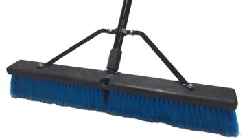 Simple Spaces 93200 Push Broom, 24 in Sweep Face, 3 in L Trim, Polypropylene Bristle, 60 in L, Th...