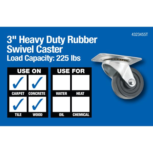 Waxman 3234 3" Swivel Caster Heavy Duty