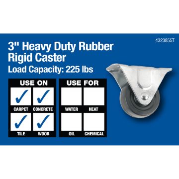Waxman 3238 3" Rigid Caster Heavy Duty
