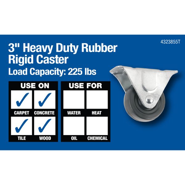 Waxman 3238 3" Rigid Caster Heavy Duty