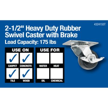 Waxman 3241 2-1/2" Caster With Brake Heavy Duty