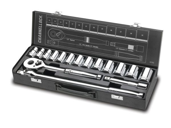32162 16pc 1/2'' DR Metric Set, Socket Set, Metal Box