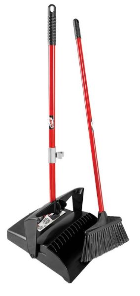 Libman 919 Lobby Broom and Dust Pan, 10 in Sweep Face, 4-1/2 in L Trim, PET Bristle, 40-1/2 in L,...