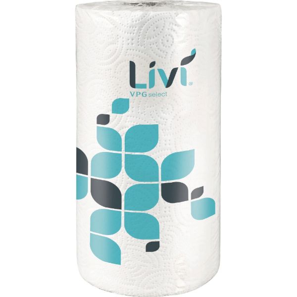 Livi Solaris Paper Two-ply Kitchen Roll Towel - 2 Ply - 9'' x 11'' - 85 Sheets/Roll - White - Fib...