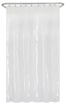 "Zenna Home LPSMKKL Shower Stall Liner, 78 in L, 54 in W, PEVA, Clear"