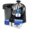 PLASTIC PRINCE 55 Gallon Trash Bags 2 Mil Heavy Duty Fit Rubbermaid Brute Rollout Round and Square 32-55 Gallon Trash Cans 36 x 50 Large Durable Garbage Trash Can Liners, Black Pack of 100 1