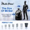PLASTIC PRINCE 55 Gallon Trash Bags 2 Mil Heavy Duty Fit Rubbermaid Brute Rollout Round and Square 32-55 Gallon Trash Cans 36 x 50 Large Durable Garbage Trash Can Liners, Black Pack of 100 4