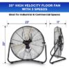 Plexon 20 inch Floor Fan Industrial Fan Heavy Duty Metal Electric High Velocity Fan for Home Garage Shops Warehouse Workshop Barn Patio, 3-Speed 4200 CFM, Black2