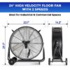 Plexon 24" Floor Fan Heavy Duty Industrial Metal Electric High Velocity Drum Fan 2-Speed 6700 CFM for Shops Warehouse Workshop Garage Barn Patio, Black2