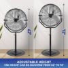 Plexon 30" High Velocity Pedesal Fan Heavy Duty Industrial Standing Fan Commercial Metal Outdoor for Garage Bedroom Gym Shop Warehouse 3 Speeds 7600 CFM, Black3