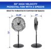 Plexon 30" High Velocity Pedesal Fan Heavy Duty Industrial Standing Fan Commercial Metal Outdoor for Garage Bedroom Gym Shop Warehouse 3 Speeds 7600 CFM, Black4