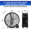 Plexon 42" High Velocity Belt-Drive Drum Fan 2-Speed 24500 CFM Heavy Duty Industrial Fan for Shops Warehouses Workshops Garages Gyms Barns2