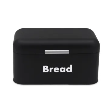 Plexon Black Bread Box for Kitchen Countertop with Lid, Metal Bread Storage Container Bin 11.8" x 7" x 6.3"1