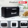 Plexon Black Bread Box for Kitchen Countertop with Lid, Metal Bread Storage Container Bin 11.8" x 7" x 6.3"2