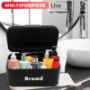 Plexon Black Bread Box for Kitchen Countertop with Lid, Metal Bread Storage Container Bin 11.8" x 7" x 6.3"5