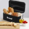 Plexon Black Bread Box for Kitchen Countertop with Lid, Metal Bread Storage Container Bin 11.8" x 7" x 6.3"6