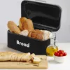 Plexon Black Bread Box for Kitchen Countertop with Lid, Metal Bread Storage Container Bin 11.8" x 7" x 6.3"6