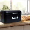 Plexon Black Bread Box for Kitchen Countertop with Lid, Metal Bread Storage Container Bin 11.8" x 7" x 6.3"8