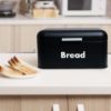 Plexon Black Bread Box for Kitchen Countertop with Lid, Metal Bread Storage Container Bin 11.8" x 7" x 6.3"9