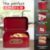 Plexon Red Bread Box for Kitchen Countertop with Lid and Clear Window, Metal Bread Storage Container3