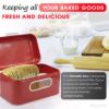 Plexon Red Bread Box for Kitchen Countertop with Lid and Clear Window, Metal Bread Storage Container5